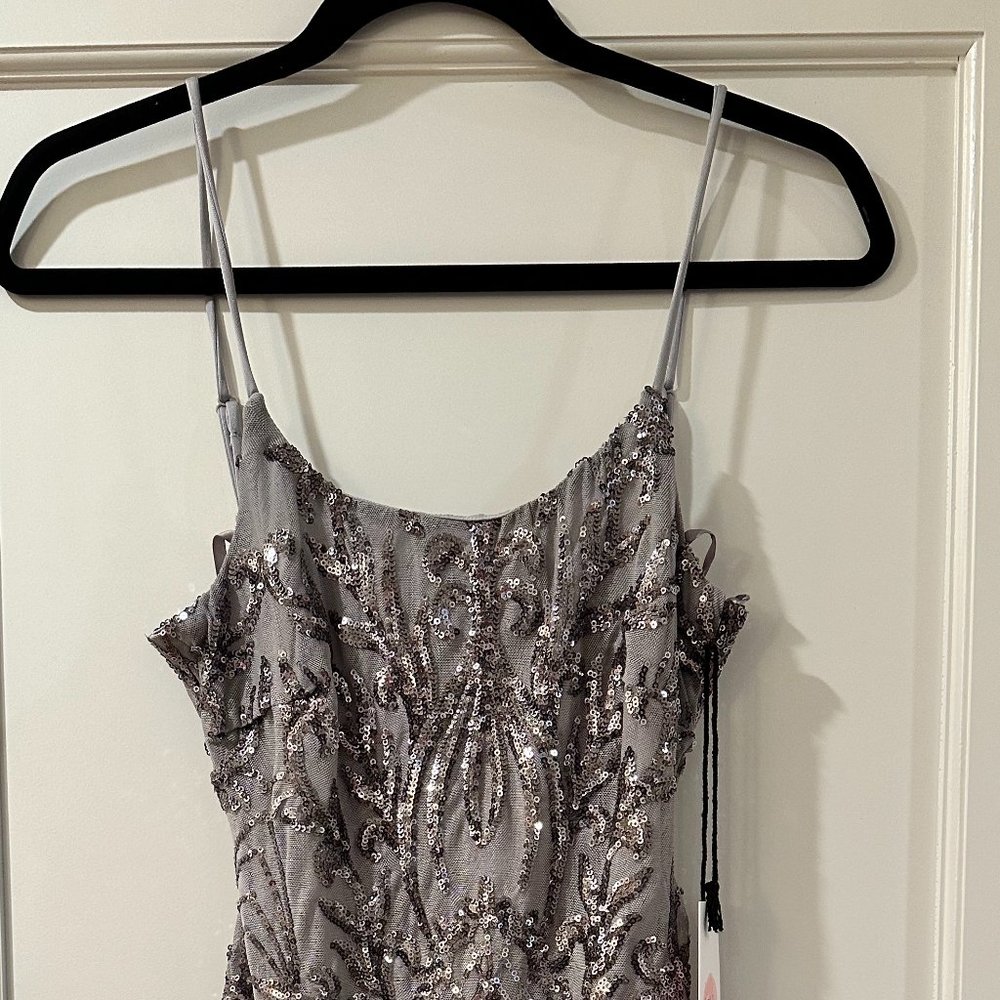 Silver Sparkly Fully Lined Mini With Spaghetti St… - image 4